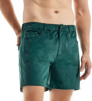 AIMPACT Mens Corduroy Shorts 5/6 Inseam Casual Elastic Waist Drawstring Summer Beach Shorts for Men with Pockets