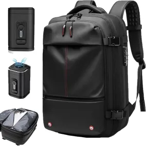 Airmak Vacuum Backpack, Maklot Seal Compression Travel Bag With Pump, Multifunctional Expandable Waterproof Carry on Laggage (Black With Pump)
