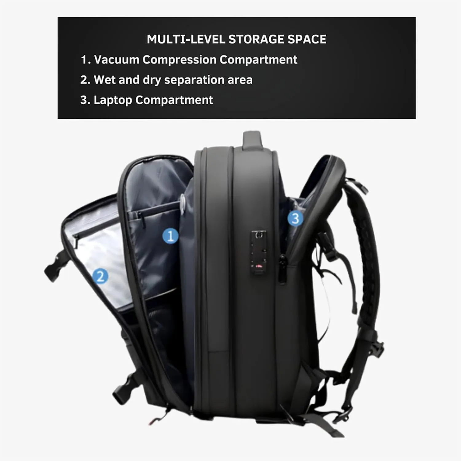 Airmak Vacuum Backpack, Maklot Seal Compression Travel Bag With Pump, Multifunctional Expandable Waterproof Carry on Laggage (Black With Pump)