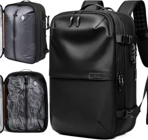 AirVault Vacuum Seal Travel Backpack 60L - Expandable Air Compression Vacuum System, Airback, Vacpack, Water-Resistant, Carry-On with TSA Lock Fits 19" Laptop, Backvac (Black)