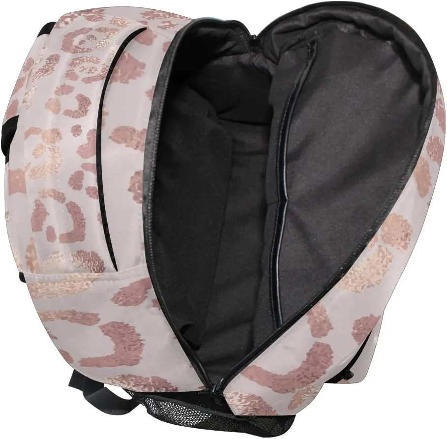ALAZA Rose Gold Leopard Print Pink Large Backpack Personalized Laptop iPad Tablet Travel School Bag with Multiple Pockets