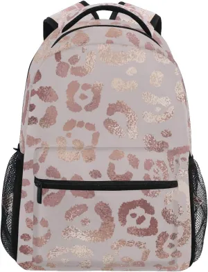 ALAZA Rose Gold Leopard Print Pink Large Backpack Personalized Laptop iPad Tablet Travel School Bag with Multiple Pockets