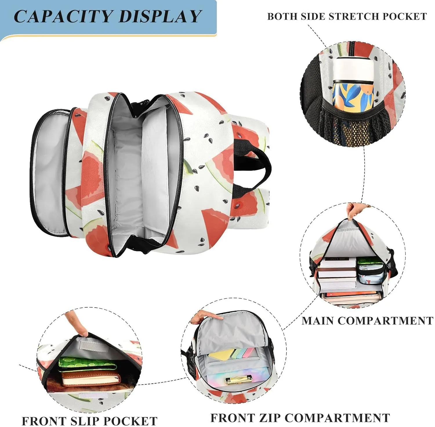 ALAZA Slices Of Watermelon Casual Daypacks Outdoor Backpack