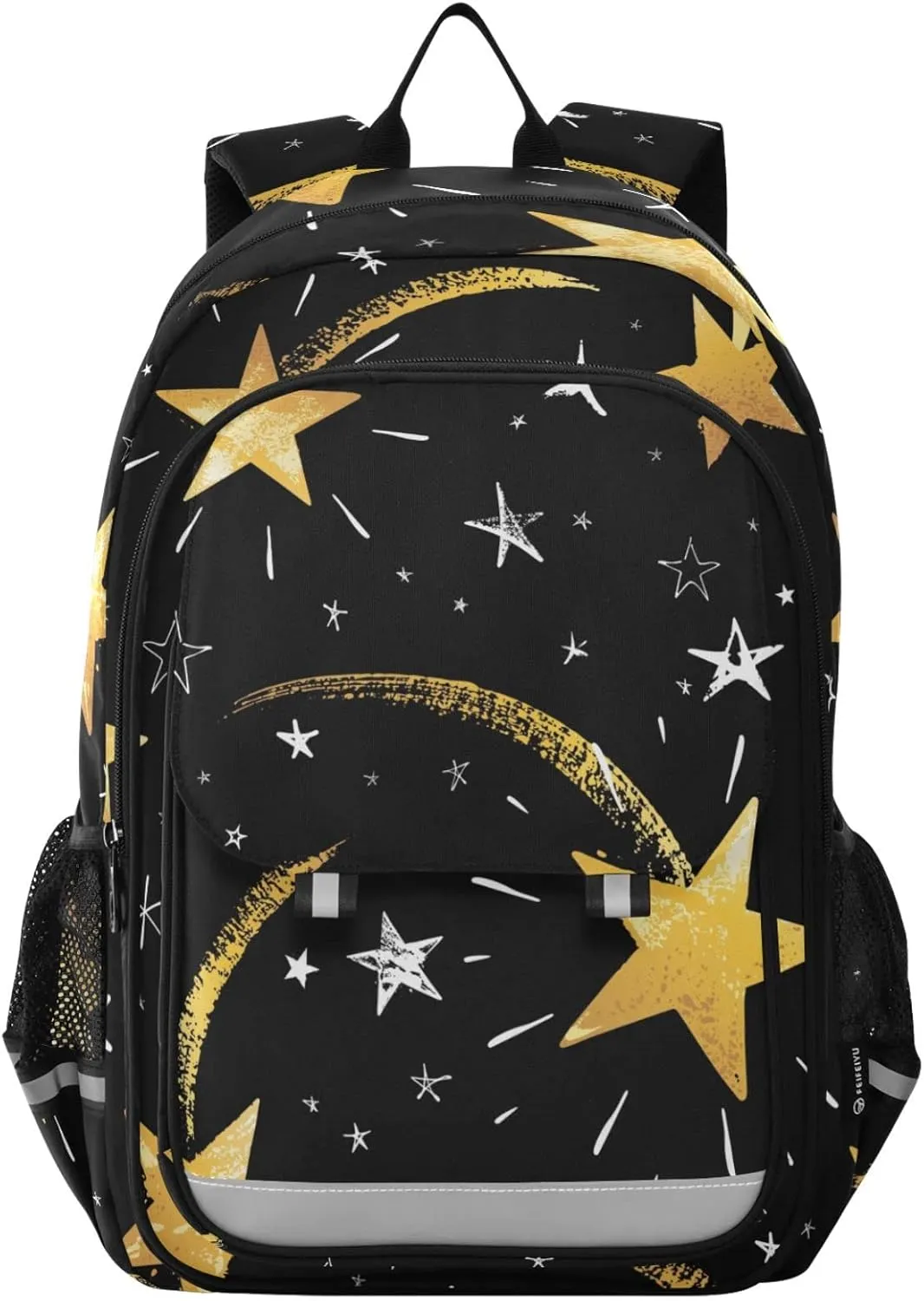 ALAZA White and Gold Hand Drawn Star Casual Daypacks Bookbag Bag