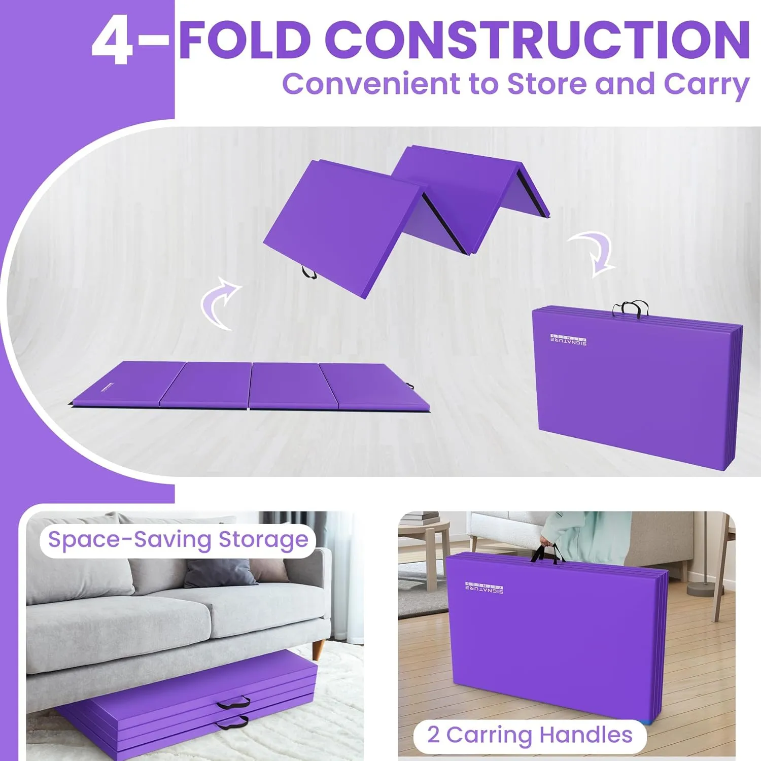 All Purpose Extra Thick High Density Anti Tear Gymnastics Gym Folding Exercise Aerobics Mats, Multiple Sizes and Colors Available