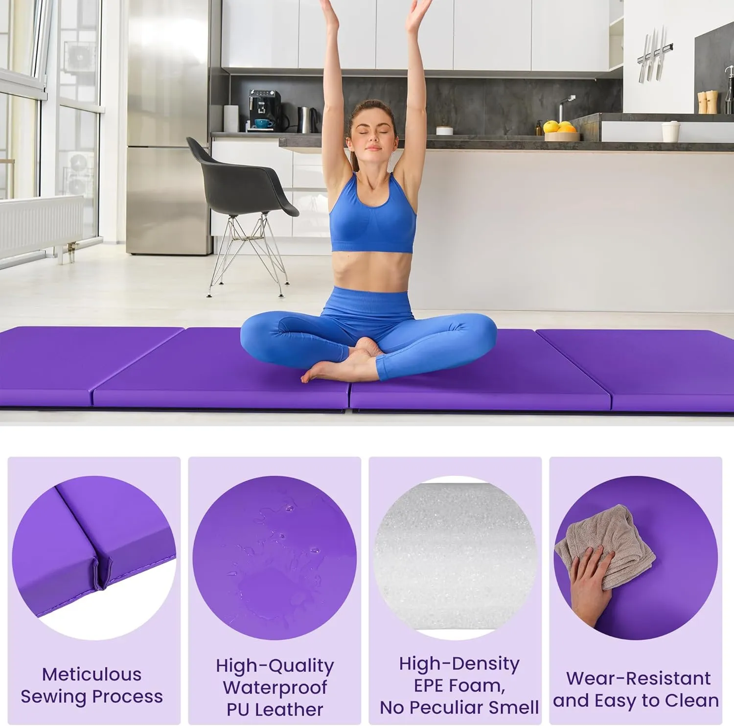 All Purpose Extra Thick High Density Anti Tear Gymnastics Gym Folding Exercise Aerobics Mats, Multiple Sizes and Colors Available