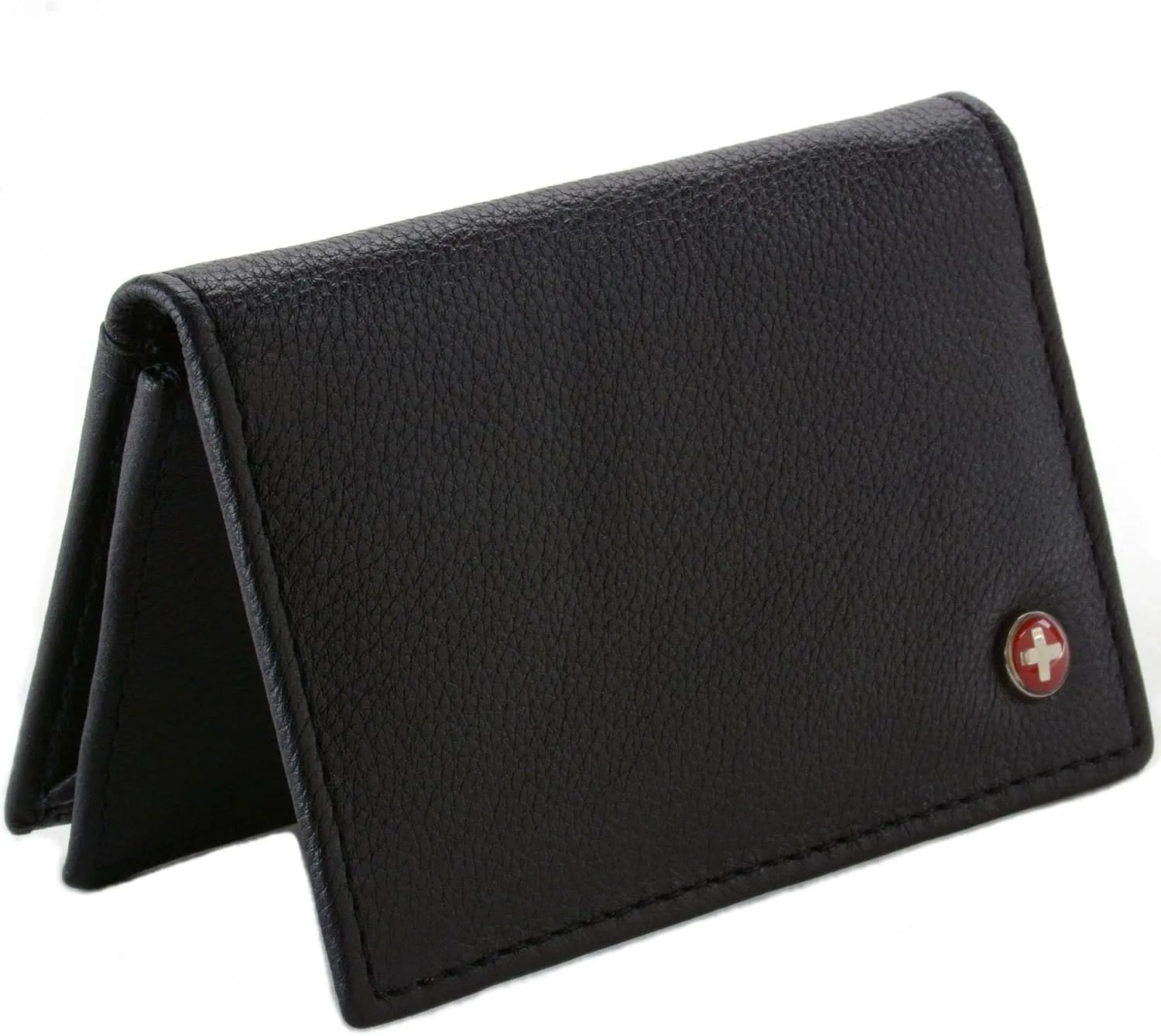Alpine Swiss Genuine Leather Thin Business Card Case Minimalist Wallet