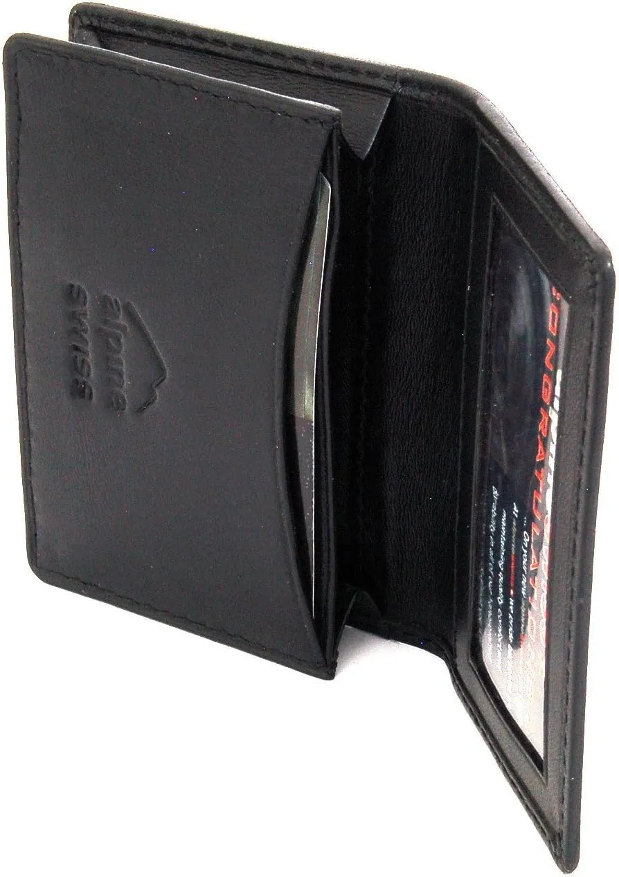 Alpine Swiss Genuine Leather Thin Business Card Case Minimalist Wallet
