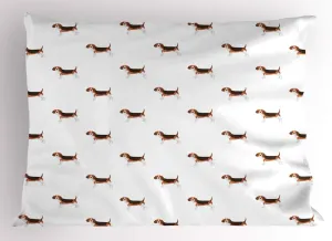 Ambesonne Beagle Pillow Sham Set of 2, Cartoon Style Dog Animal Special Breed Drawing on Plain Background, Quality Microfiber Bedding Item for All Seasons, 26" x 20", Brown Pale Vermilion