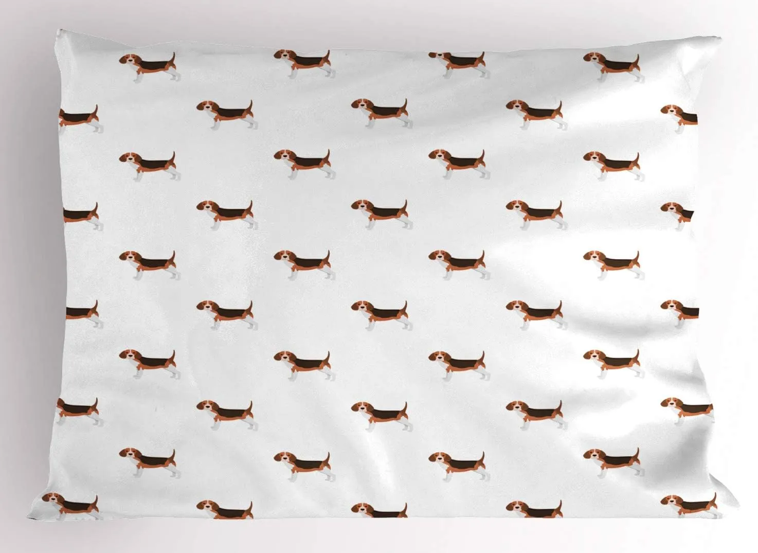 Ambesonne Beagle Pillow Sham Set of 2, Cartoon Style Dog Animal Special Breed Drawing on Plain Background, Quality Microfiber Bedding Item for All Seasons, 26" x 20", Brown Pale Vermilion