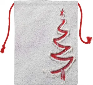 Ambesonne Winter Christmas Gift Sack, Christmas Tree Interpretation Top View Close up Shot Zigzags Pattern, Santa Sack Bag Canvas Fabric for Gifts and Storage, 11.4" X 15.1", Vermillion Pearl