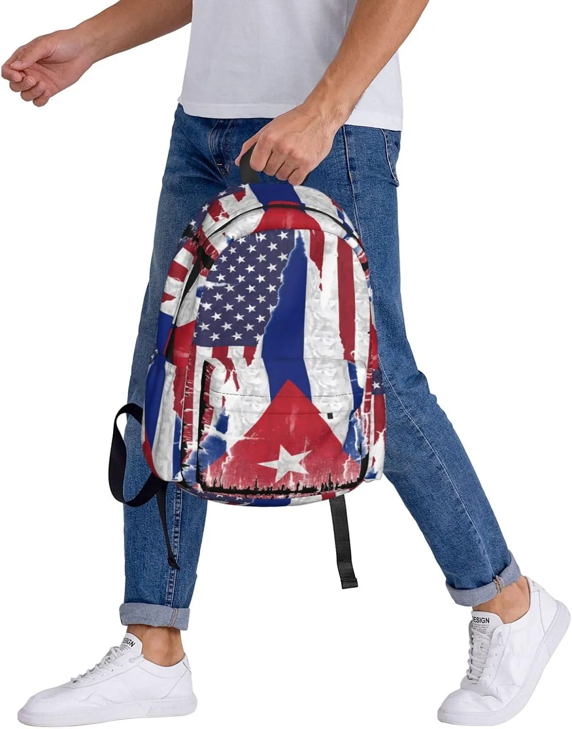 American Cuba Flag Cuban Roots Large Travel Backpack Casual Backpacks Laptop Daypack Working Rucksack Lightweight Back Pack Sports Bag with Adjustable Shoulder Strap
