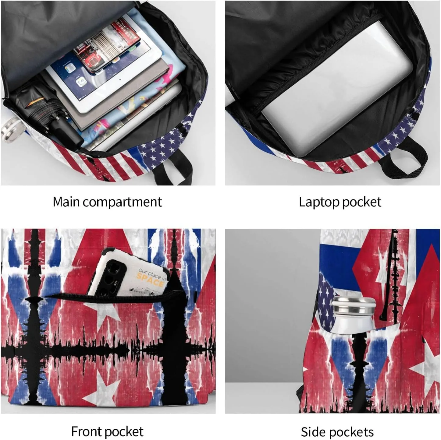 American Cuba Flag Cuban Roots Large Travel Backpack Casual Backpacks Laptop Daypack Working Rucksack Lightweight Back Pack Sports Bag with Adjustable Shoulder Strap