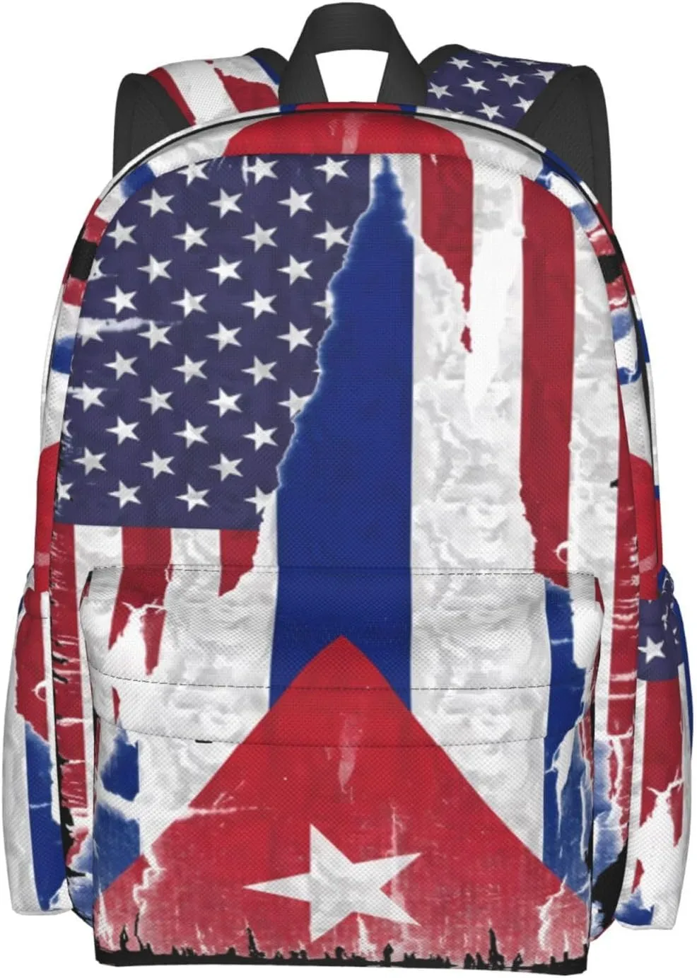 American Cuba Flag Cuban Roots Large Travel Backpack Casual Backpacks Laptop Daypack Working Rucksack Lightweight Back Pack Sports Bag with Adjustable Shoulder Strap