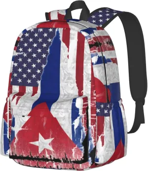 American Cuba Flag Cuban Roots Large Travel Backpack Casual Backpacks Laptop Daypack Working Rucksack Lightweight Back Pack Sports Bag with Adjustable Shoulder Strap