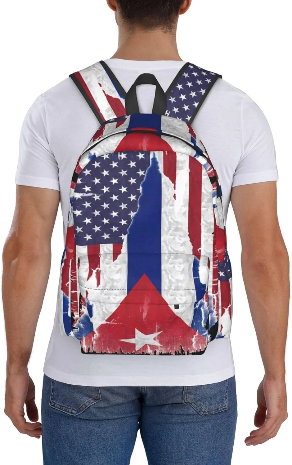 American Cuba Flag Cuban Roots Large Travel Backpack Casual Backpacks Laptop Daypack Working Rucksack Lightweight Back Pack Sports Bag with Adjustable Shoulder Strap