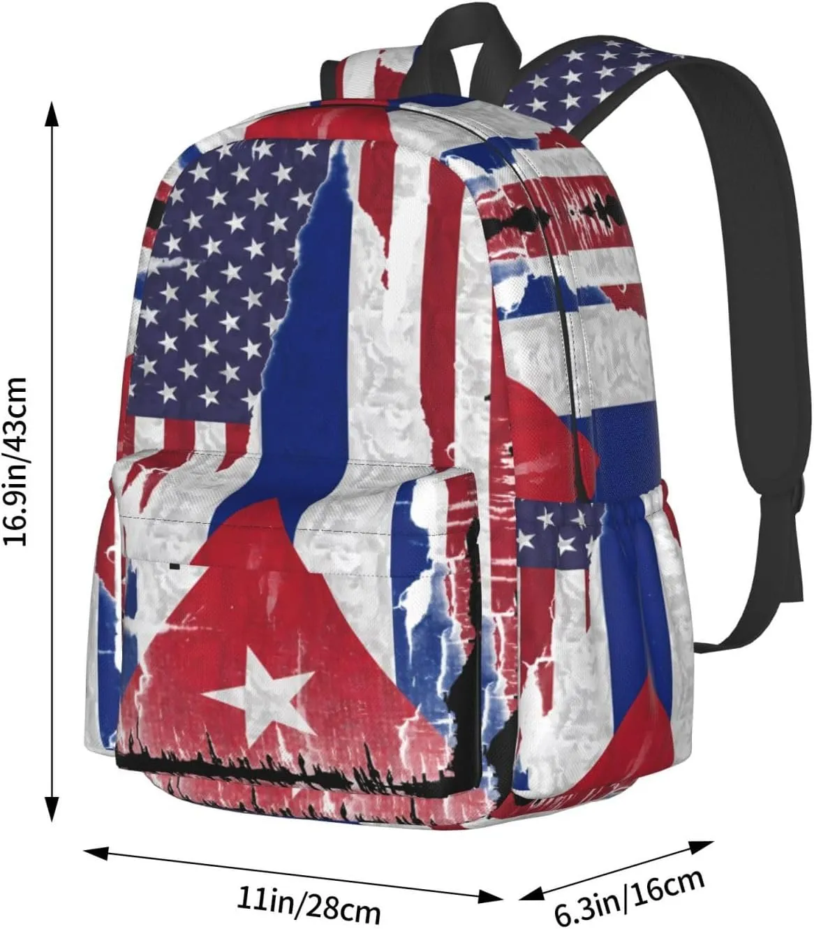 American Cuba Flag Cuban Roots Large Travel Backpack Casual Backpacks Laptop Daypack Working Rucksack Lightweight Back Pack Sports Bag with Adjustable Shoulder Strap