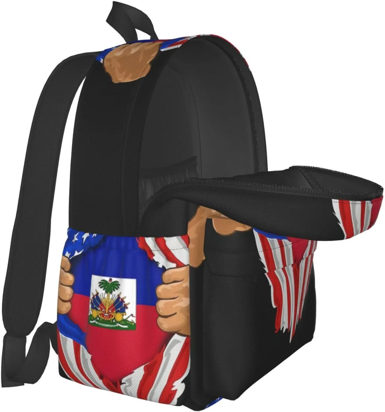 American Haiti Flag Unisex Backpacks 15in Laptop Backpack Multipurpose Double Shoulder Bag For Men Women Gifts