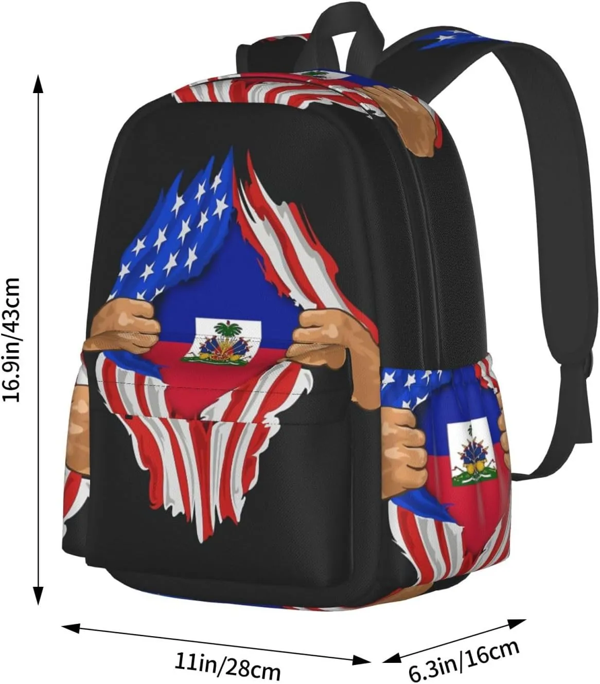 American Haiti Flag Unisex Backpacks 15in Laptop Backpack Multipurpose Double Shoulder Bag For Men Women Gifts