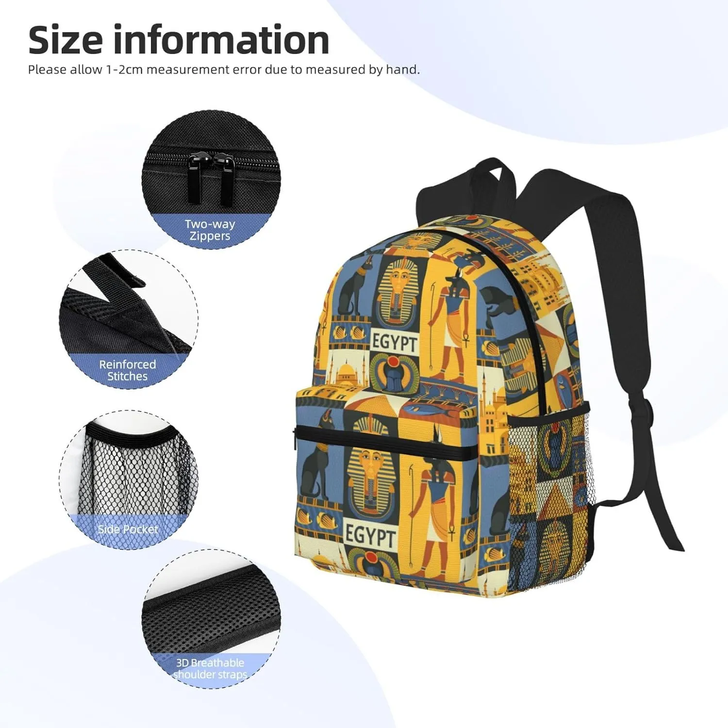 Ancient Egypt Tribe Series Print Casual Backpack,Lightweight Backpack Laptop Backpacks For Men Women,Travel Work Computer Bag
