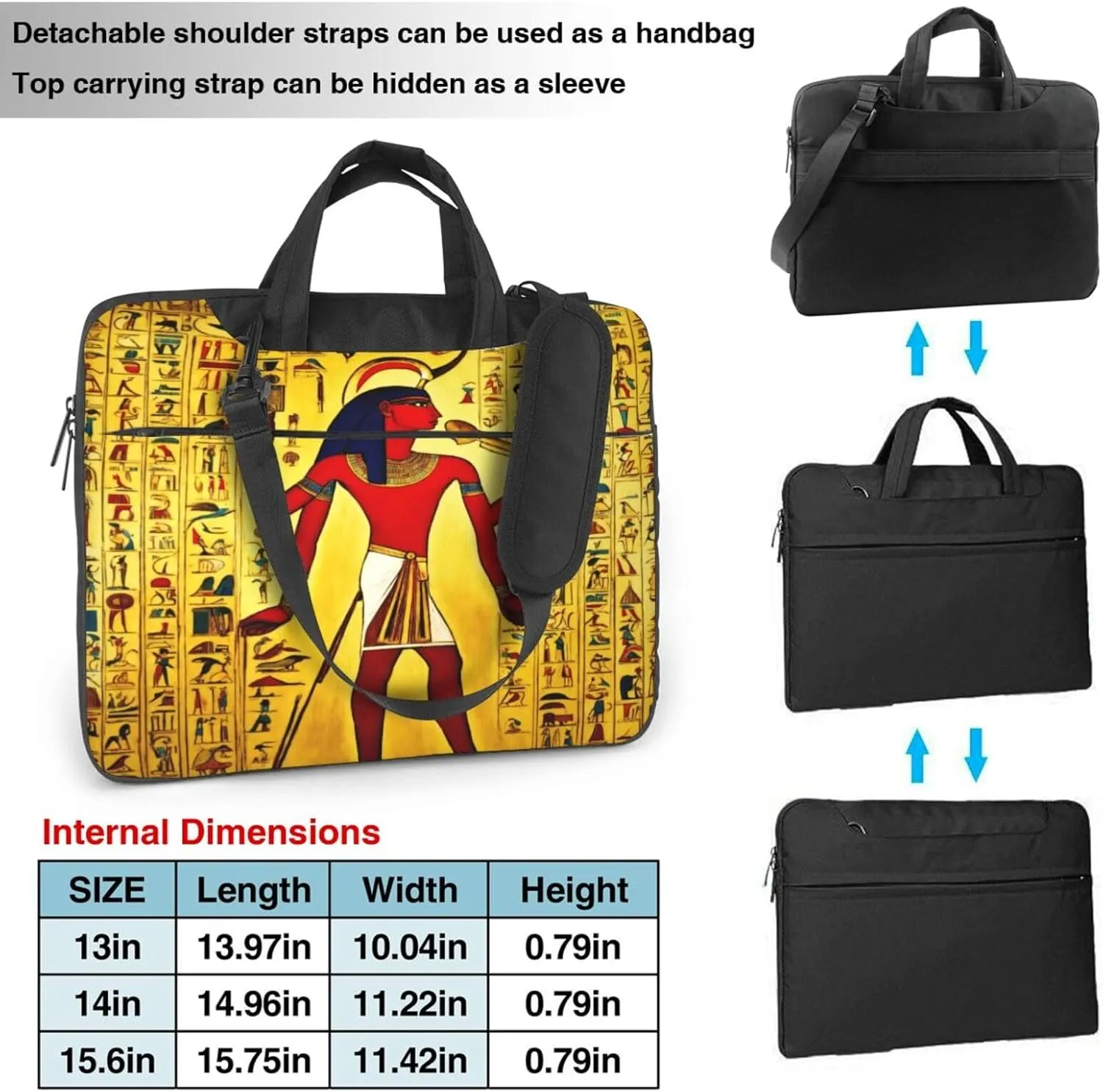 Ancient Egypt Tribe Series Print Laptop Bag,Can Use It Freely As A Shoulder Bag,Crossbody Bag,And Briefcase