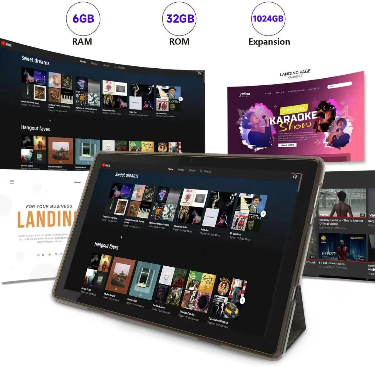 Android Tablet 10 Inch Tablet With Case Screen Stylus Android 14 Tablets 6GB RAM 32GB ROM Support 1TB Expansion 6000mah Battery 10.1" IPS HD Touchscreen 2MP 8MP Dual Camera WIFI-6 Bluetooth5.0 Tablets