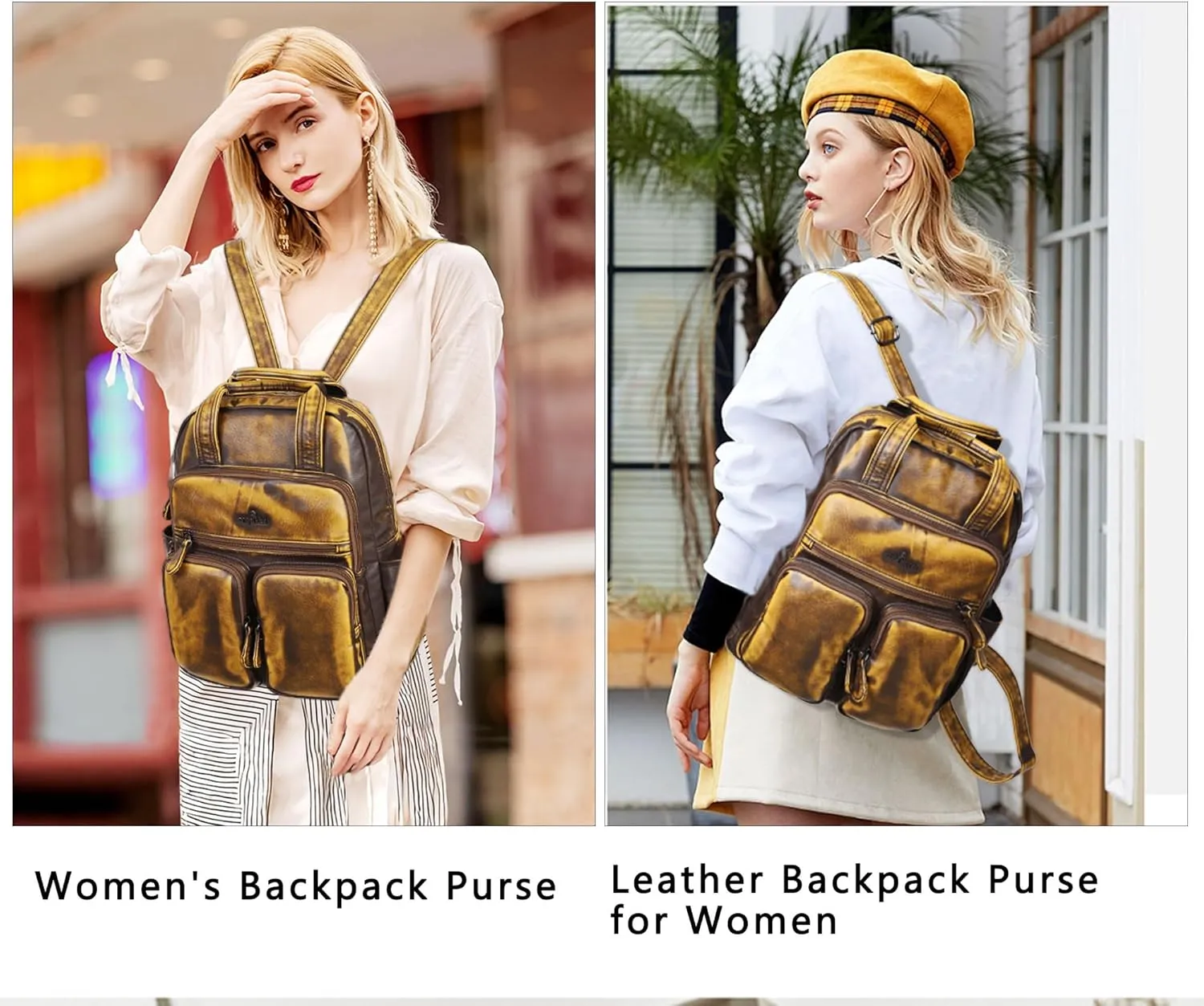Angel Kiss Backpack Purse for Women Soft Washed Leather Multi Pocket Casual Travel Backpacks…