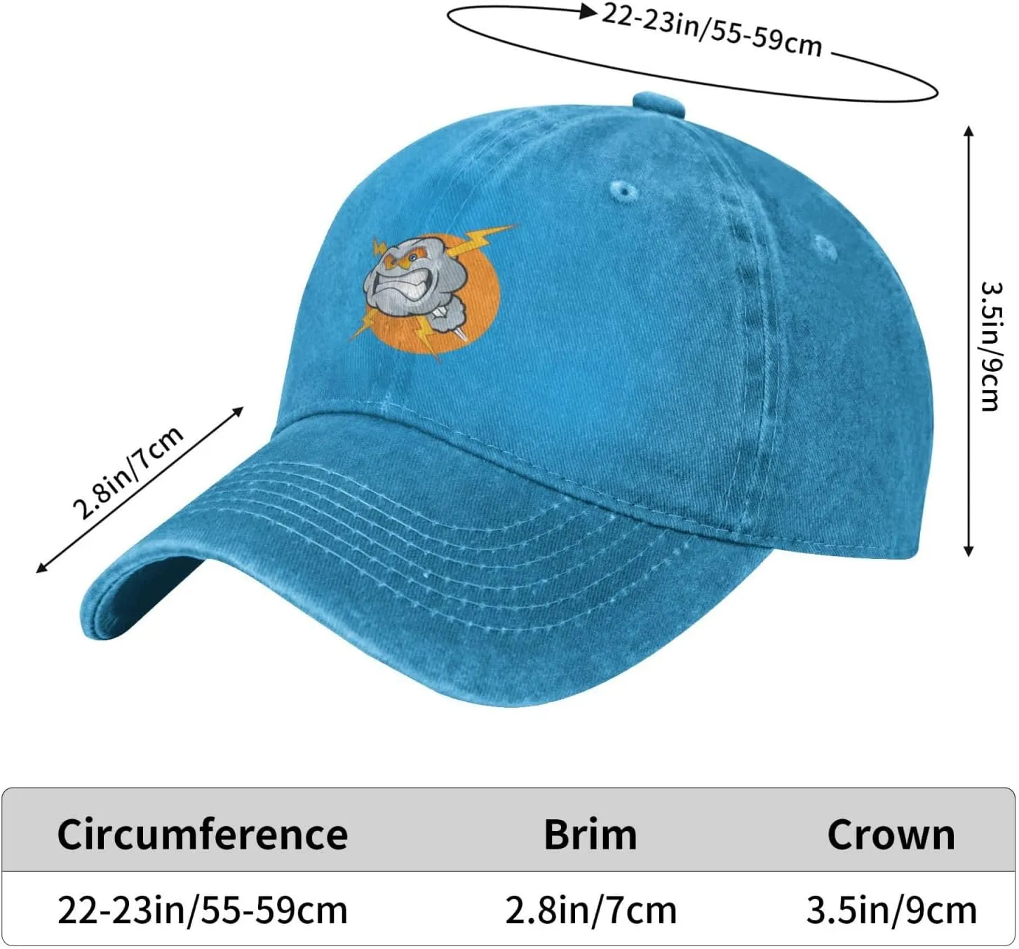Angry Cloud Cartoon Character Baseball Cap for Men Women Adjustable Vintage Washed Cotton Dad Hat