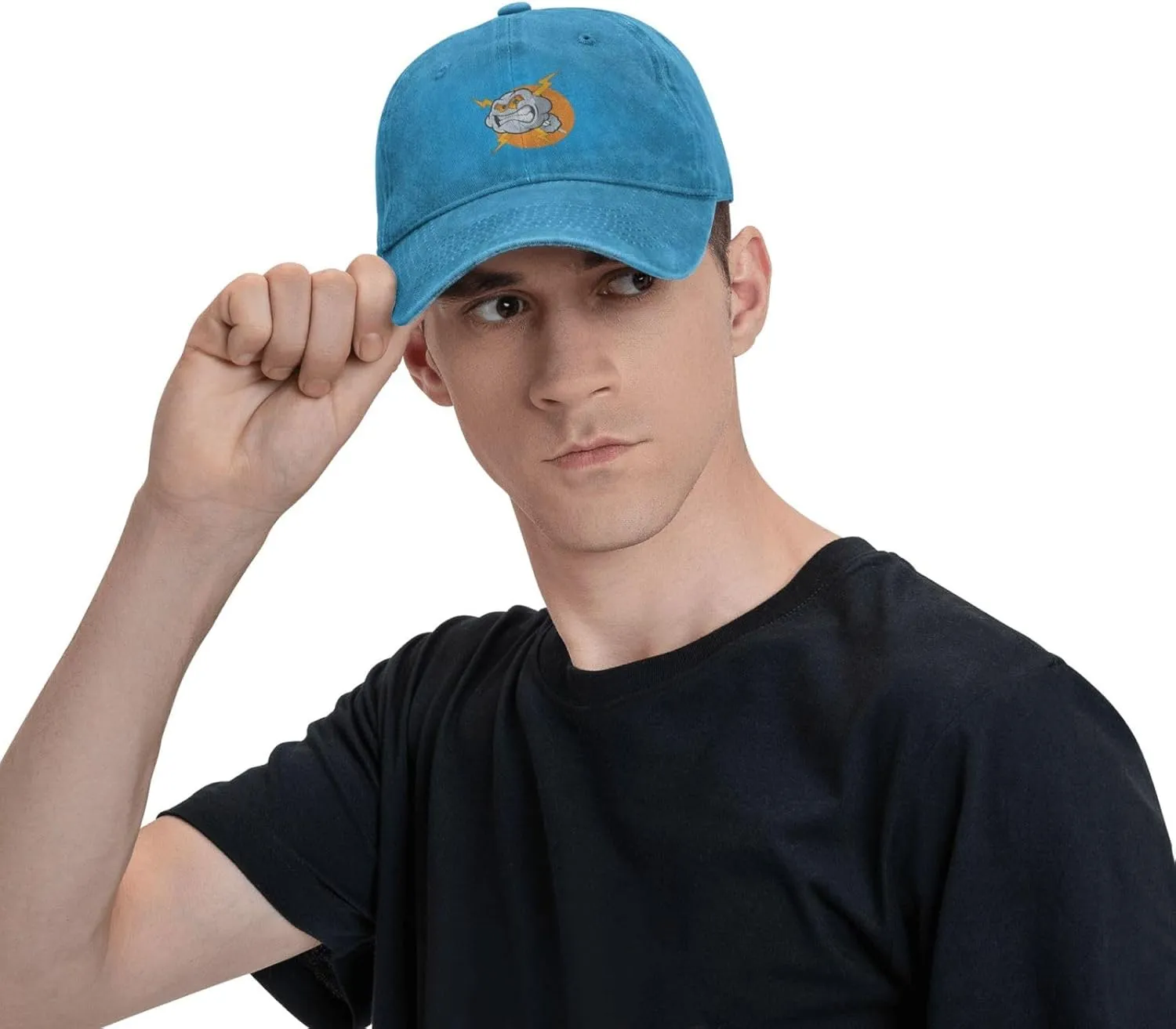 Angry Cloud Cartoon Character Baseball Cap for Men Women Adjustable Vintage Washed Cotton Dad Hat