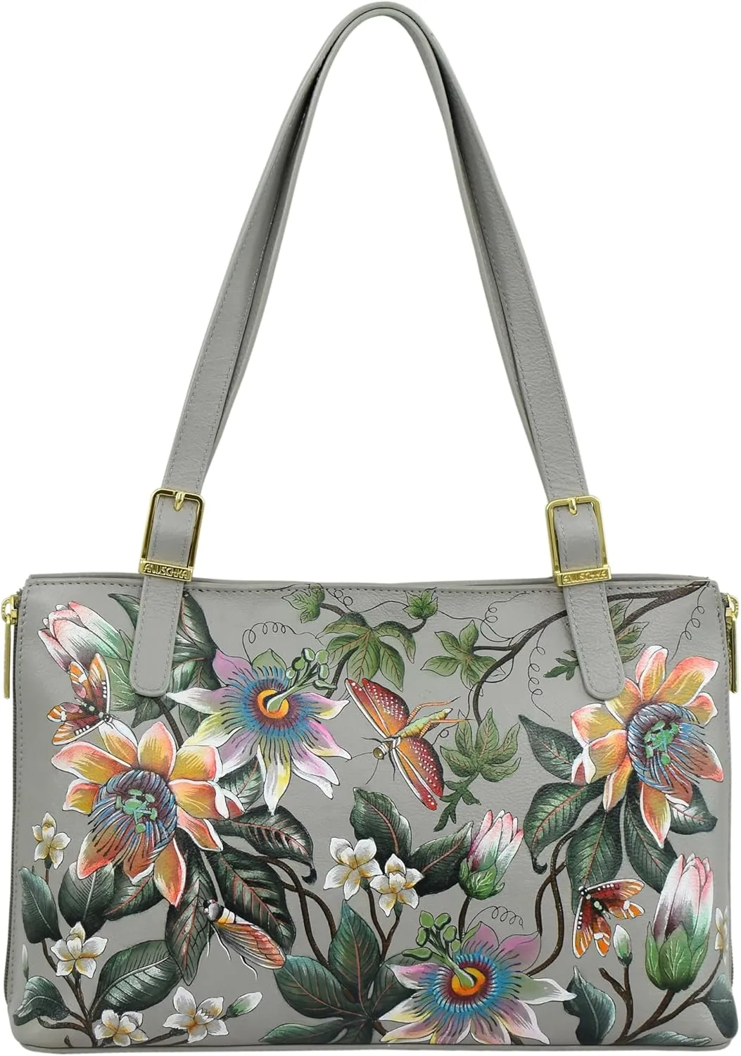 Anuschka Women’s Original Genuine Leather Hand-Painted Expandable Shopper Tote - Leather Handbag with Magnetic Closure