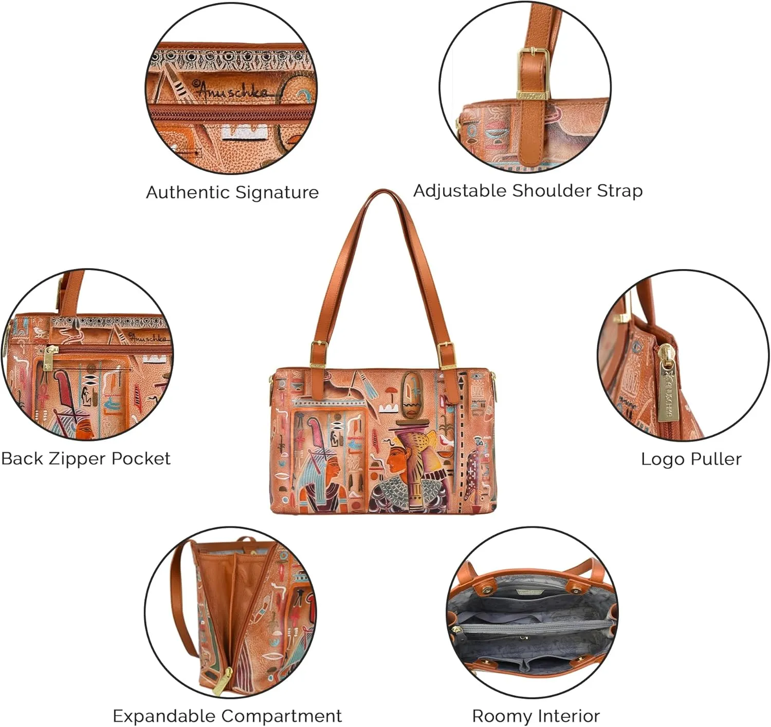 Anuschka Women’s Original Genuine Leather Hand-Painted Expandable Shopper Tote - Leather Handbag with Magnetic Closure