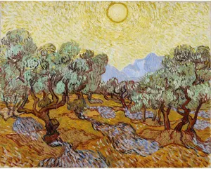 ARTICULOZY Giclee Print Rolled - Van Gogh - Olive trees with yellow sky and sun - 24x32 Inch Canvas Wall Decor Art Print