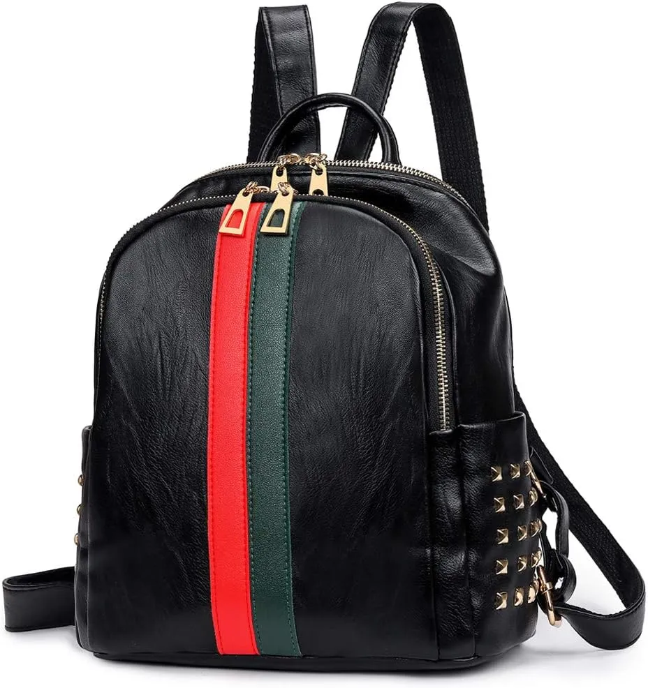 Artwell Backpack Purse For Women Mini PU Leather Rucksack Fashion Small Daypack Travel Shoulder Bag Tote Handbag (Small Black)