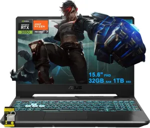 ASUS TUF Gaming A15 Laptop 15.6" FHD Anti-Glare 144Hz AMD Octa-core Ryzen 7 7435HS (Beats i7-12700H) 32GB RAM 1TB SSD GeForce RTX 3050 Backlit USB-C Fast Charge Win11 w/ICP Accessory