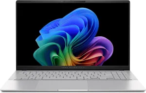 ASUS Vivobook S 15 Laptop; Copilot  PC, 15.6” 3K 120Hz OLED Display, Qualcomm Snapdragon X Elite X1E-78-100 12-Core Processor, 16GB RAM, 1TB SSD, Windows 11 Home, Cool Silver, S5507QAD-PS96