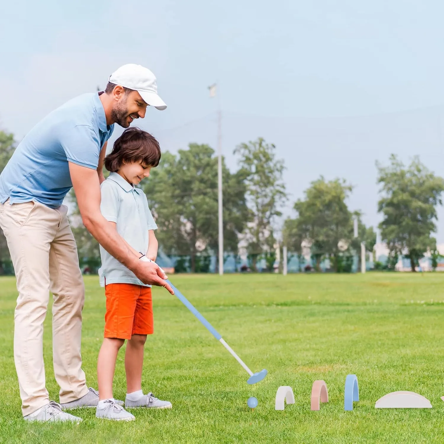 Asweets Mini Wooden Golf Set for Kids 3-12 Age,Macaroon Toddler Mini Golf Clubs,Children Putters for Golf Game,Idea Gift for Boy & Girs On Christmas,Thanksgiving Day(No Mat)