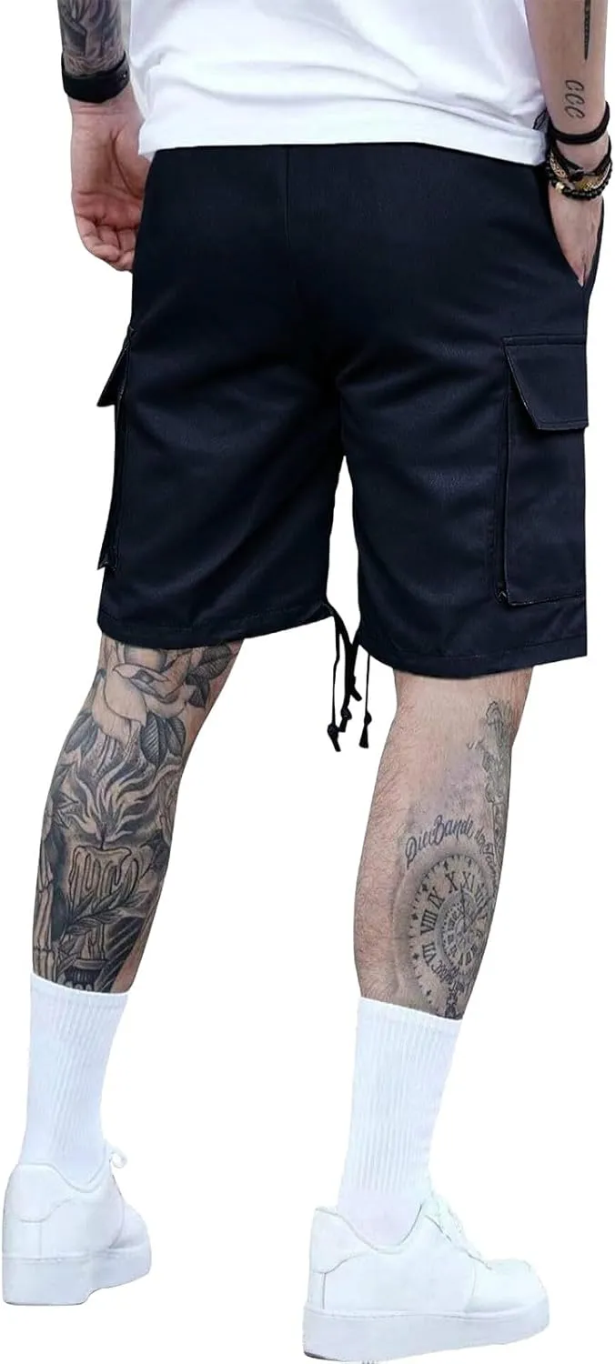 Athletic Cargo Shorts for Men Drawstring Wide Leg Casual Summer Short Fashion Outdoor Vacation Beach Workout Pants