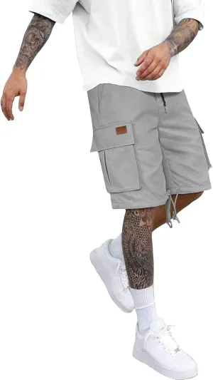 Athletic Cargo Shorts for Men Drawstring Wide Leg Casual Summer Short Fashion Outdoor Vacation Beach Workout Pants
