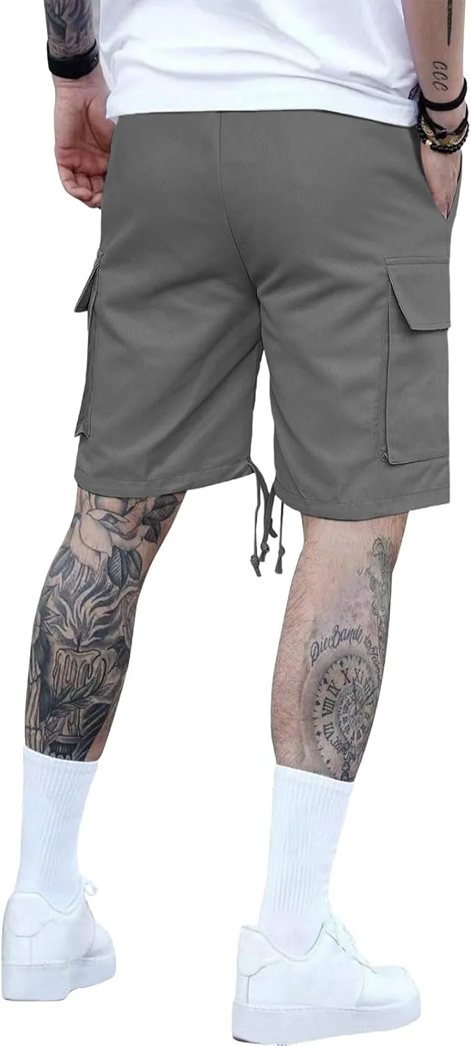 Athletic Cargo Shorts for Men Drawstring Wide Leg Casual Summer Short Fashion Outdoor Vacation Beach Workout Pants