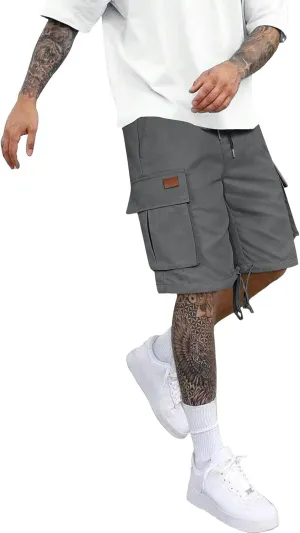 Athletic Cargo Shorts for Men Drawstring Wide Leg Casual Summer Short Fashion Outdoor Vacation Beach Workout Pants