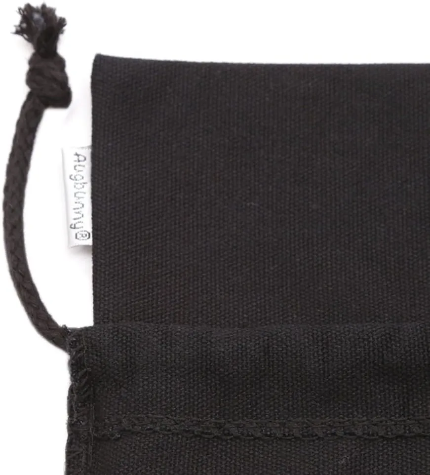 Augbunny 100% Cotton Canvas Favor Bag Pouch With Drawstring 6-pack (Small, Black)