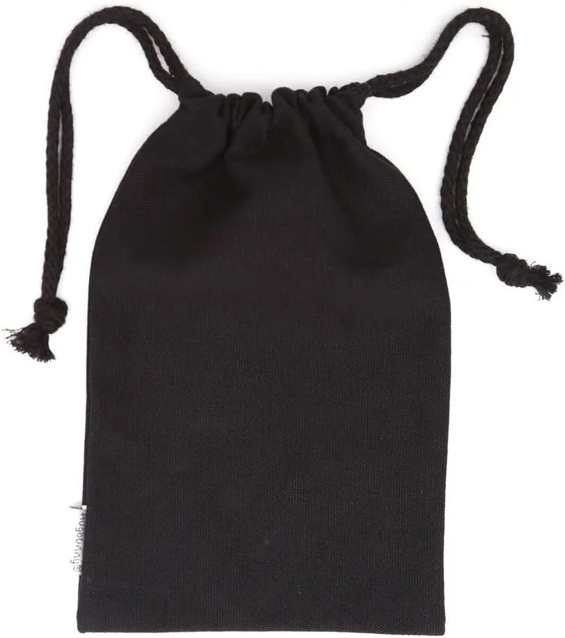 Augbunny 100% Cotton Canvas Favor Bag Pouch With Drawstring 6-pack (Small, Black)
