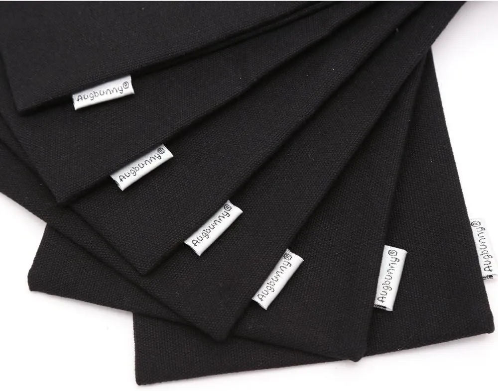 Augbunny 100% Cotton Canvas Favor Bag Pouch With Drawstring 6-pack (Small, Black)