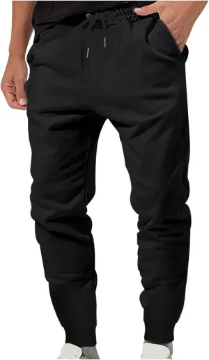 Aymnlox Mens Lightweight Hiking Pants Trendy Casual Slim Fit Cotton Sweatpants Drawstring Elastic Tapered Pants with Pockets