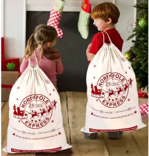 Aytai 2pcs Large Santa Sacks with Drawstring Christmas Bag, Bags for Kids 27 x 19 Inch Canvas Xmas Presents Storage