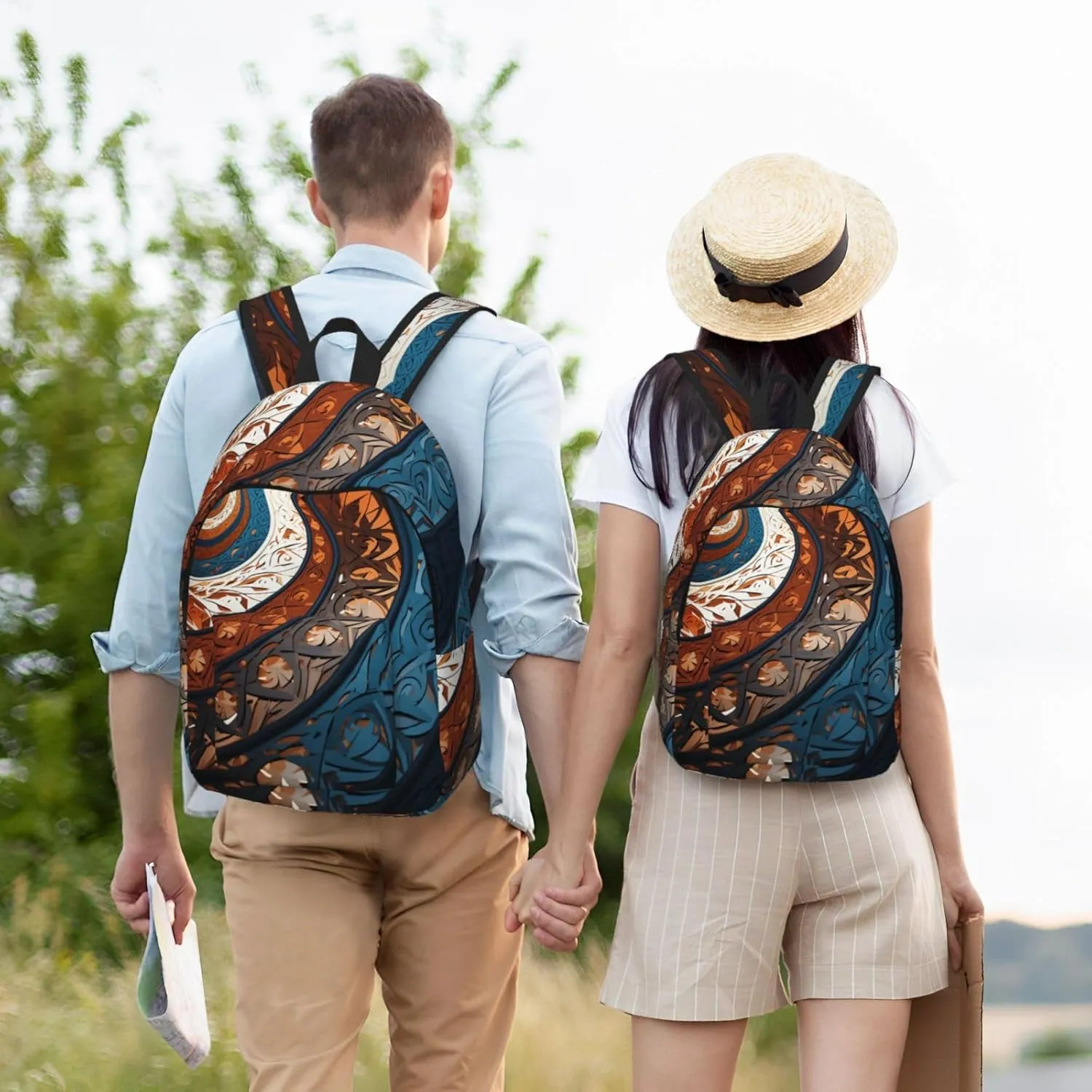 Backpack for Men Women 15.7-17.7 Inch Laptop Backpack Spiral and curve patterns Daypack Laptop Bag for Travel