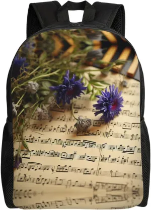 Backpack for Men Women Laptop Backpack Owl on a branch Daypack Laptop Bag for Travel, Music Sheet, One Size