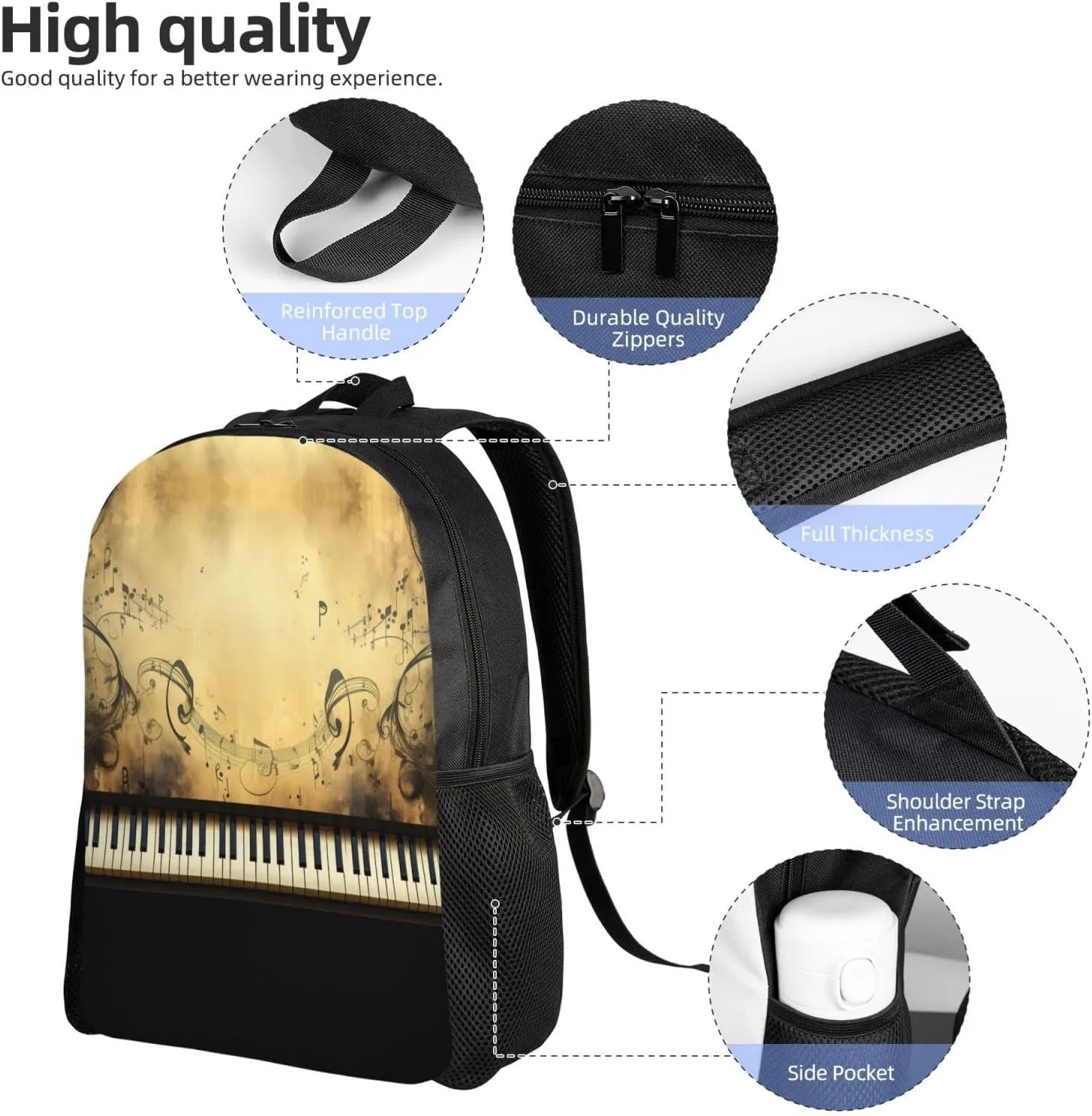 Backpack for Men Women Laptop Backpack Owl on a branch Daypack Laptop Bag for Travel, Musical Work, One Size