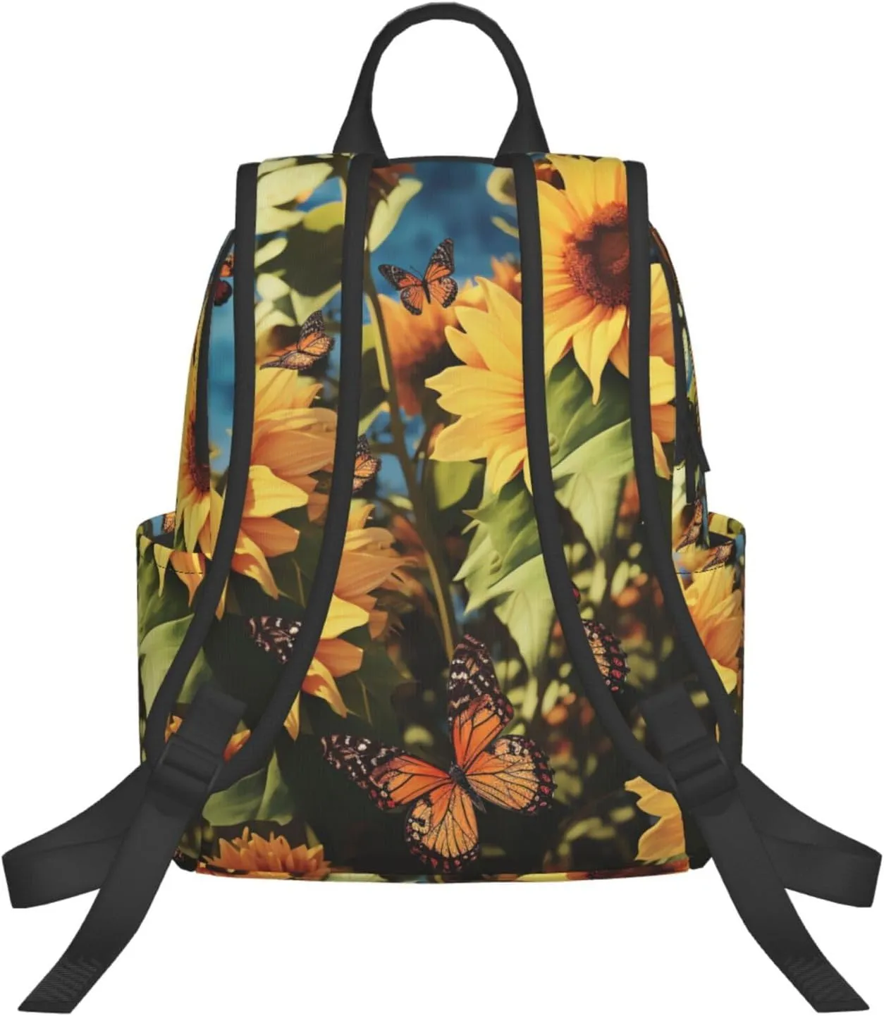 Backpack for Men Women Laptop Backpack Sunset at dusk Daypack Laptop Bag for Travel, Butterflies Sunflowers, One Size