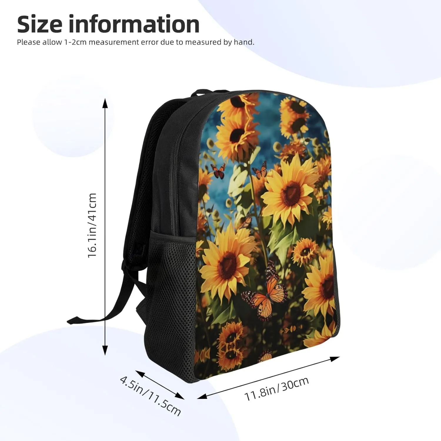 Backpack for Men Women Laptop Backpack Sunset at dusk Daypack Laptop Bag for Travel, Butterflies Sunflowers, One Size